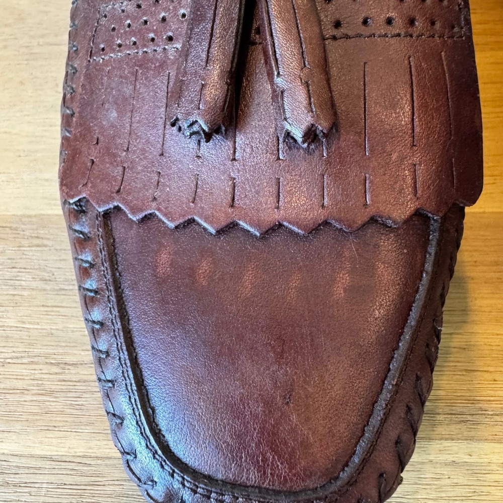Stacy Adams Men 10 M Brown Leather Kiltie Tassel Loafer 25985 Comfort Plus - Picture 10 of 16